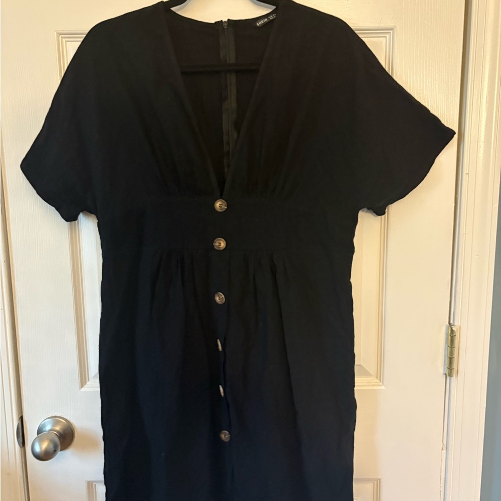 Elegant Black Button-Down Dress